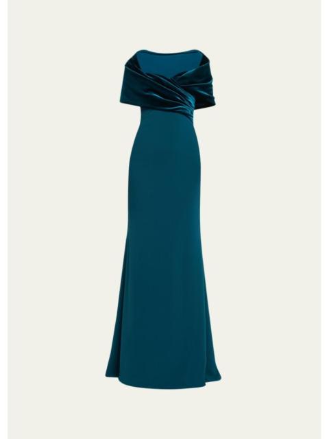 BADGLEY MISCHKA A-Line Sweetheart Gown with Velvet Cape