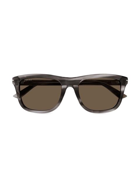 GUCCI Men's GG Line Squared Recycled Acetate Sunglasses - Havana