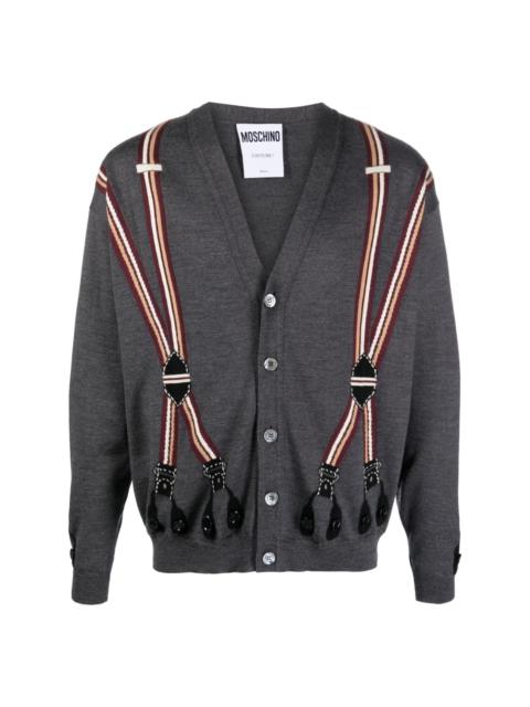 Moschino braces-print wool cardigan