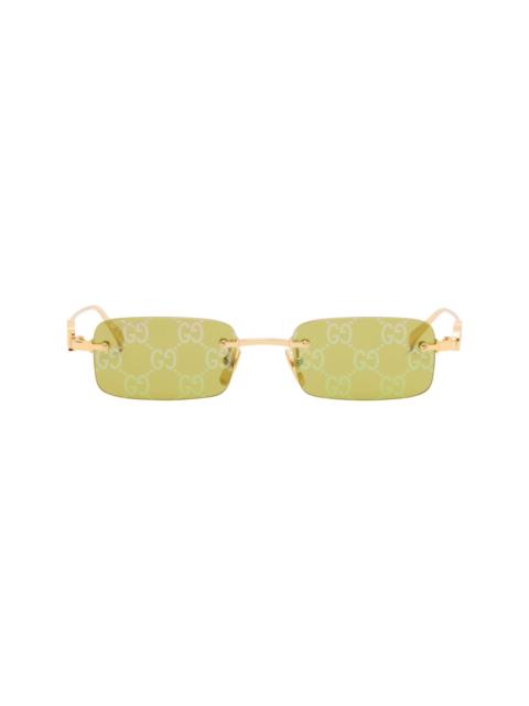 GUCCI Gold Rectangular Frame Sunglasses