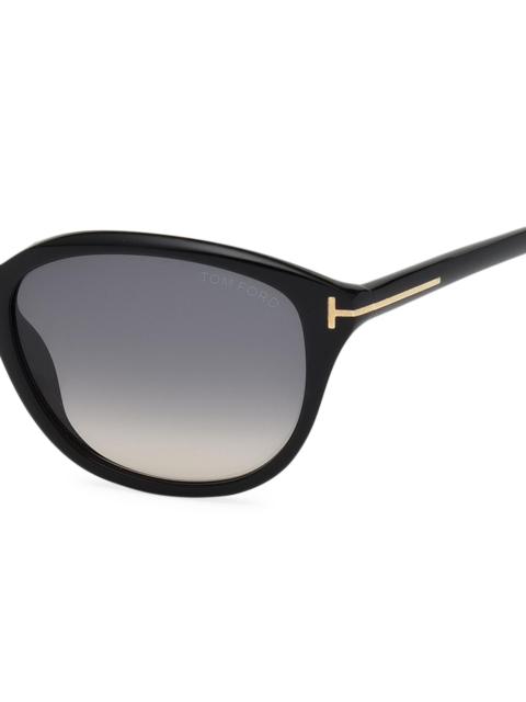 TOM FORD Women's 57MM Rectangle Acetate Sunglasses - Black Gradient Smoke