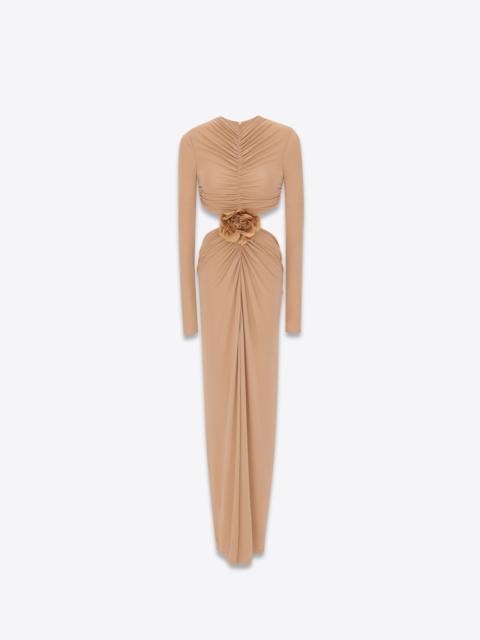SAINT LAURENT long cut-out dress in crepe jersey