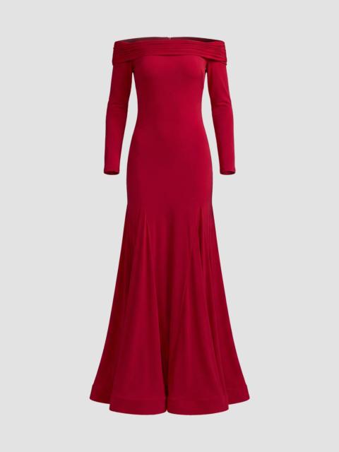 MAC DUGGAL Women's Jersey Off-The-Shoulder Long-Sleeve Trumpet Gown - Red