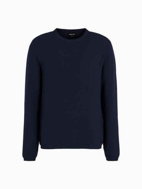 GIORGIO ARMANI Virgin-wool blend crew-neck jumper with jacquard logo