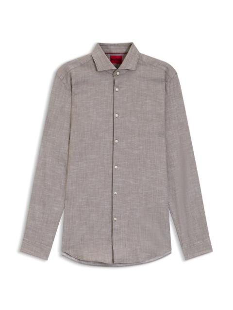 HUGO SLIM-FIT SHIRT IN COTTON AND LINEN