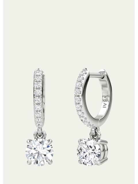 VRAI 14K White Gold Lab-Grown Diamond Solitaire Drop Huggie Earrings