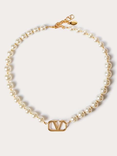 VLOGO SIGNATURE METAL NECKLACE WITH SWAROVSKI® PEARLS