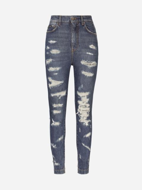 Skinny-fit jeans with rips