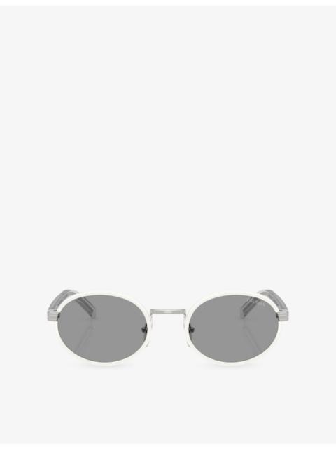 Prada PR B56S Round-Frame Metal Sunglasses