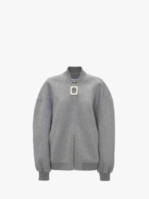 JW Anderson OVERSIZED WOOL BOMBER JACKET WITH LOGO PATCH