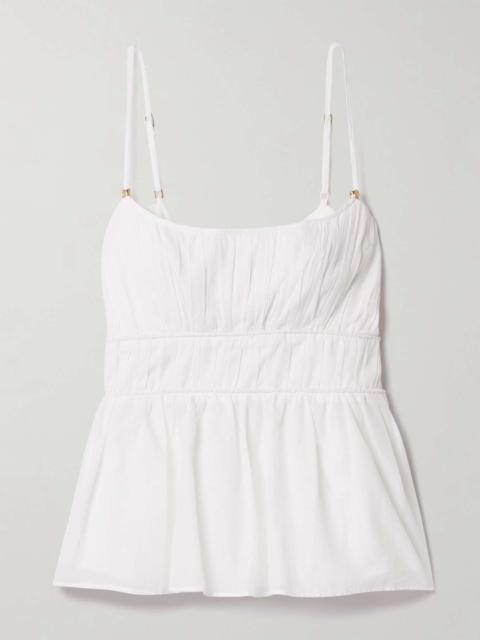 Aje. Acapella gathered cotton-voile peplum top White