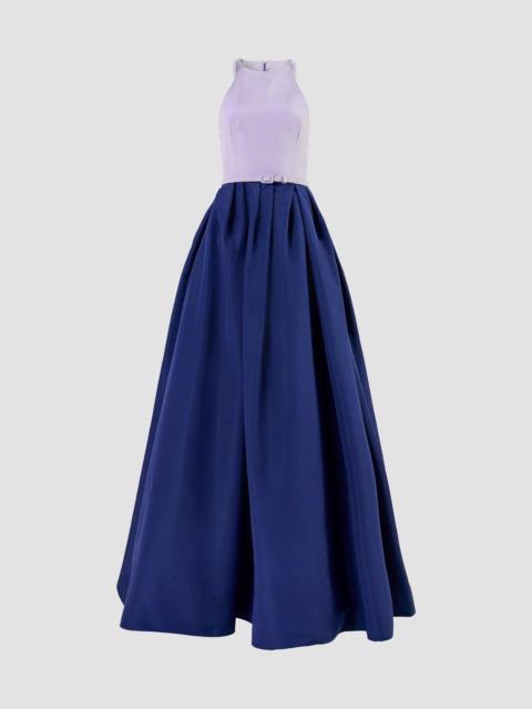 CAROLINA HERRERA Women's Colorblocked Silk Belted Fit & Flare Halter Gown - Wisteria Multi