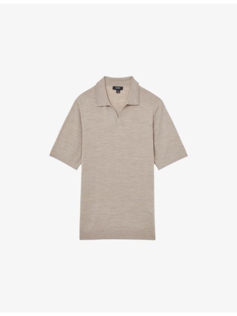 REISS Duchie open-collar short-sleeve wool polo