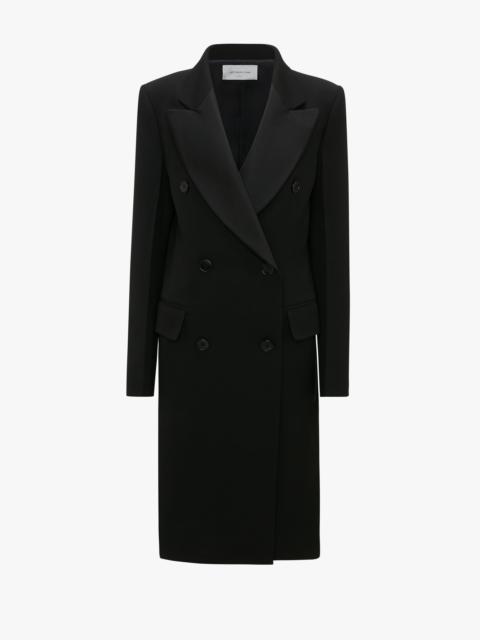 Victoria Beckham Double Breasted Tuxedo Coat in Black
