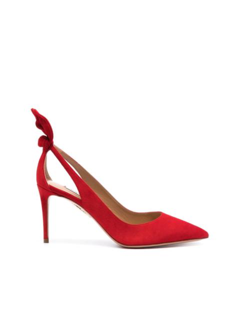 AQUAZZURA Bow Tie 85mm suede pumps