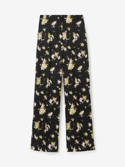 Burberry Floral Print Viscose Wide-leg Trousers
