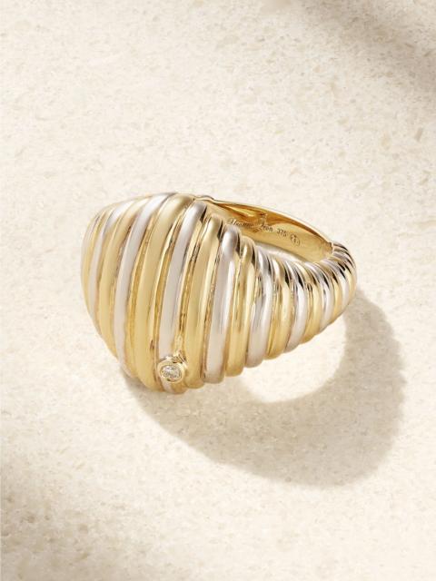 Yvonne Léon Chevalière Berlingot 9-karat yellow and white gold diamond signet ring Gold