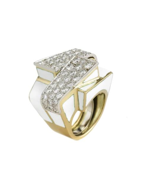 DAVID WEBB Diamond White Ski Slope Ring
