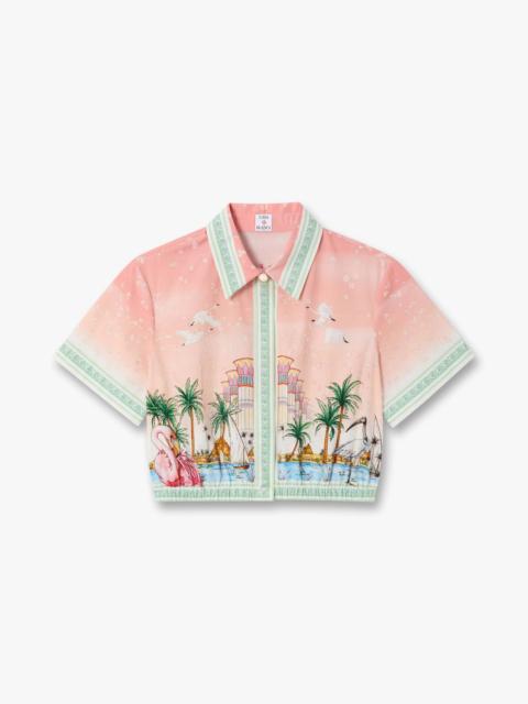 CASABLANCA Pink Ethereal Cotton Cropped Short Sleeve Shirt