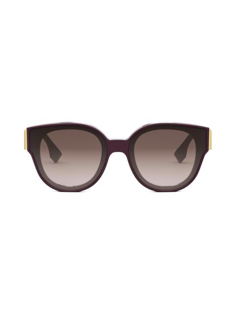 'Fendi First 63mm Gradient Oversize Round Sunglasses in Shiny Violet /Gradient Brown