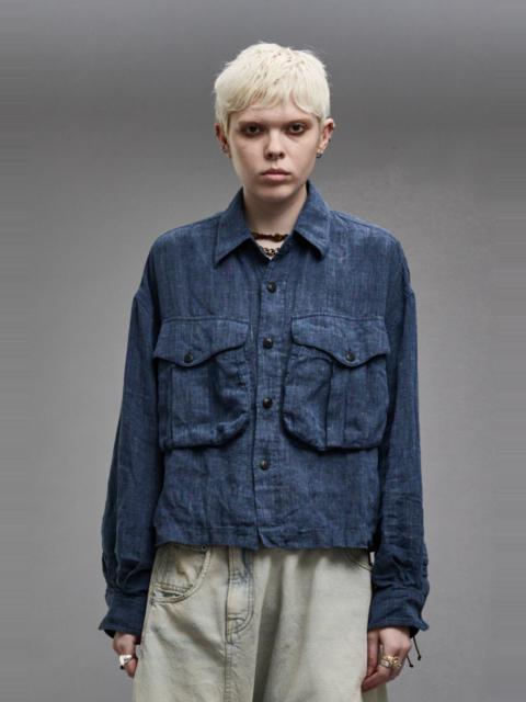 R13 CROPPED BELLOW POCKET SHIRT - INDIGO BLUE