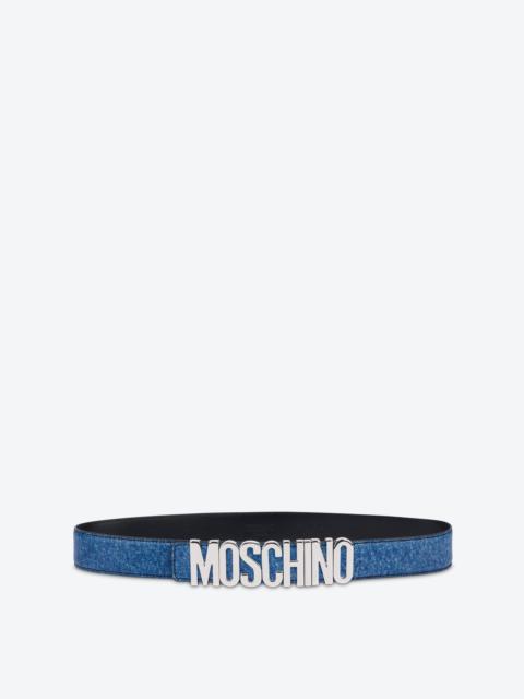 Moschino DENIM PRINT NAPPA LEATHER BELT