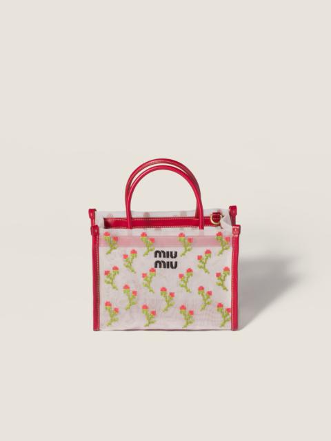 Miu Miu Embroidered mesh top-handle bag