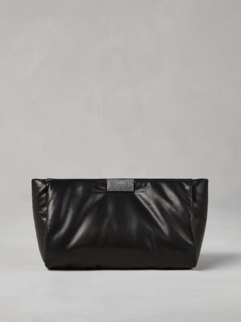 Brunello Cucinelli Wet-effect nappa leather clutch bag with shimmering detail