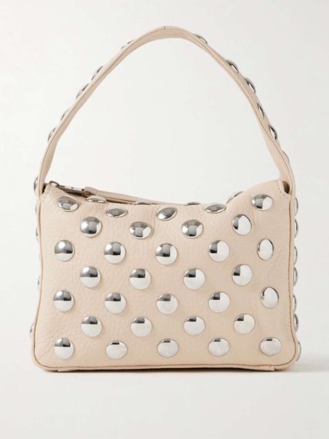 KHAITE Elena small studded textured-leather shoulder bag Beige