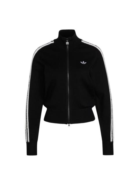 adidas Originals (WMNS) adidas Knitted Firebird Track Top Asia Sizing 'Black White' KS7366
