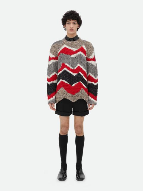 Bottega Veneta Zig Zag Cotton Knit Jumper