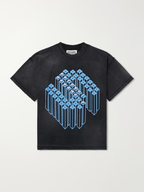 SATOSHI NAKAMOTO Grid Lock Logo-Print Cotton-Jersey T-Shirt