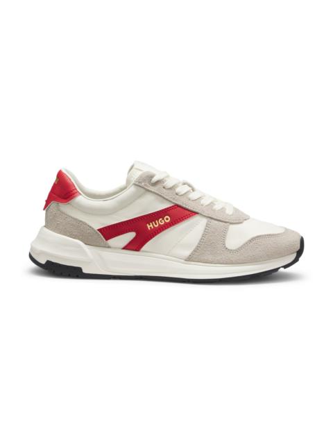 HUGO SUEDE-TRIM SNEAKERS WITH LOGO DETAILS