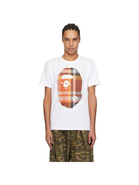 A BATHING APE® White Bape Check Big Ape Head T-shirt