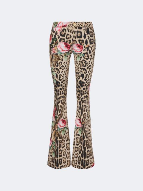 Roberto Cavalli Leopard-print floral flared jeans