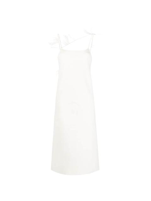 feather-trim slip dress