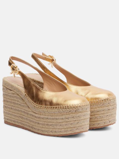 Gianvito Rossi Metallic leather espadrille wedges