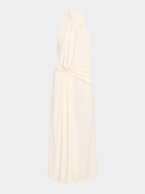 Johanna Ortiz Retro Drape Crepe Halter Ankle Dress