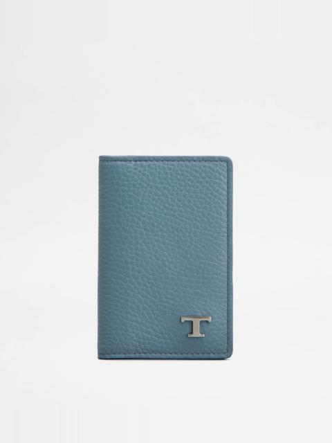 Tod's CARD HOLDER IN LEATHER - LIGHT BLUE