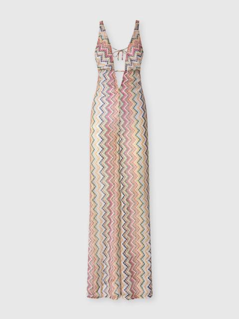 Missoni Long cover-up jumpsuit with irregular zig zag motif