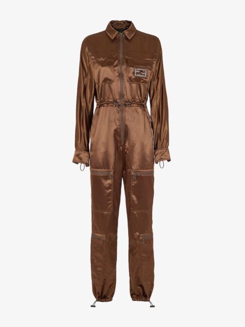 FENDI Cargo trouser jumpsuit with front zipper closure and four zipper pockets on the legs. Shirt collar w