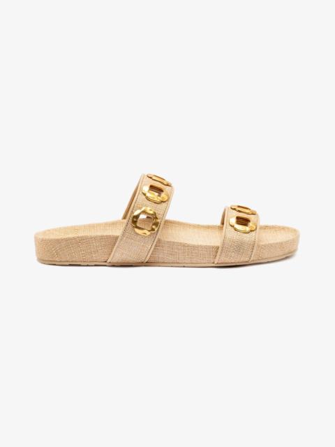 Larroudé Milan Slide In Beige Raffia