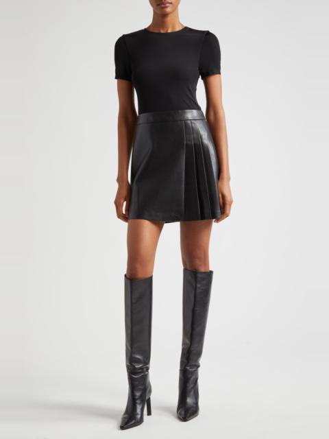 Alice + Olivia Alice + Olivia Chara Mixed Media Minidress in Black at Nordstrom