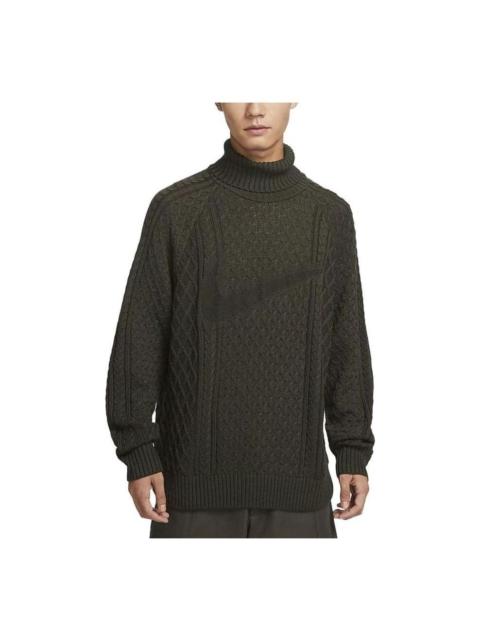 Nike Nike Life Cable Knit Turtleneck Sweater 'Olive Green' FB7771-325