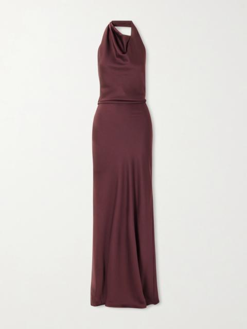 SIMKHAI Reannon Draped Satin Halterneck Gown