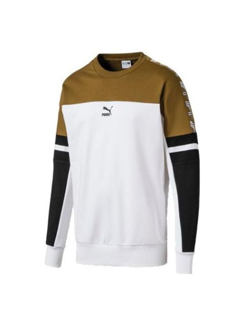 PUMA PUMA Logo Printing Colorblock Round Neck White 595872-02