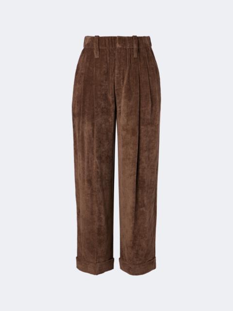 Brunello Cucinelli Pleated velvet straight pants
