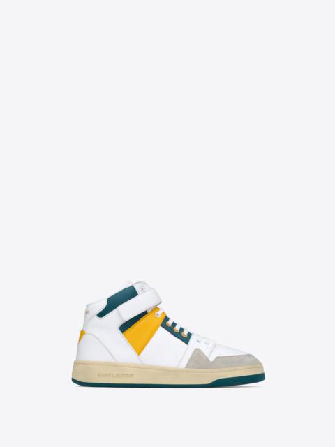 SAINT LAURENT lax mid-top sneakers in smooth leather and suede