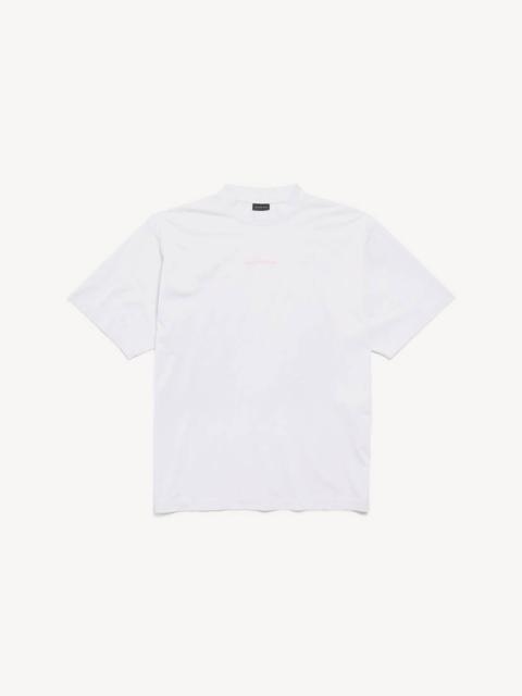 BALENCIAGA Men's Balenciaga 백 T 셔츠 중간 적합 더러운 White/baby-pink