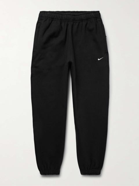 Solo Swoosh Tapered Logo-Embroidered Cotton-Blend Jersey Sweatpants